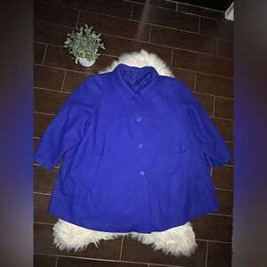 Chelsea Studio Royal Blue Reversible wool/silk blend pea coat sz 32W